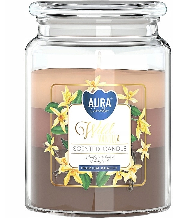 Ароматична тришарова свічка у банку "Дика ваніль" - Bispol Aura Scented Candle Wild Vanilla — фото N1