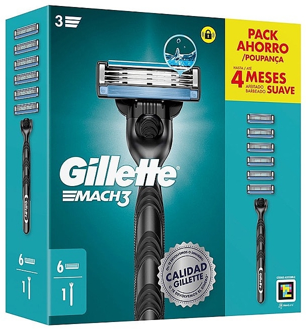 Бритвенный станок с 6 сменными кассетами - Gillette Mach3  — фото N1