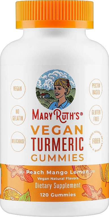 Жувальні вітаміни з куркумою - MaryRuth Organics Vegan Turmeric Gummies, Peach Mango Lemon — фото N1