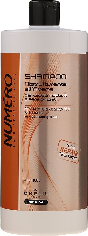 Восстанавливающий шампунь для волос с экстрактом овса - Brelil Numero Restructuring Shampoo with Oats — фото N3