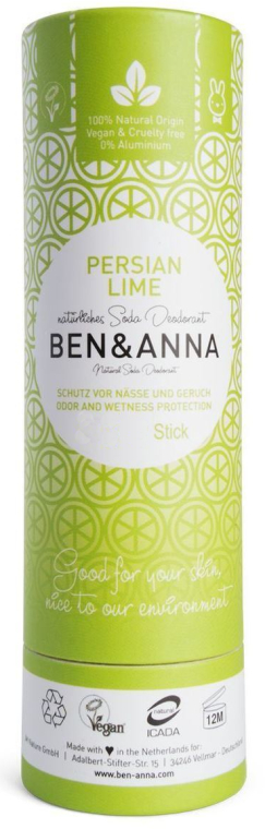 Дезодорант на основі соди "Перський лайм" (картон) - Ben & Anna Natural Soda Deodorant Paper Tube Persian Lime — фото N1