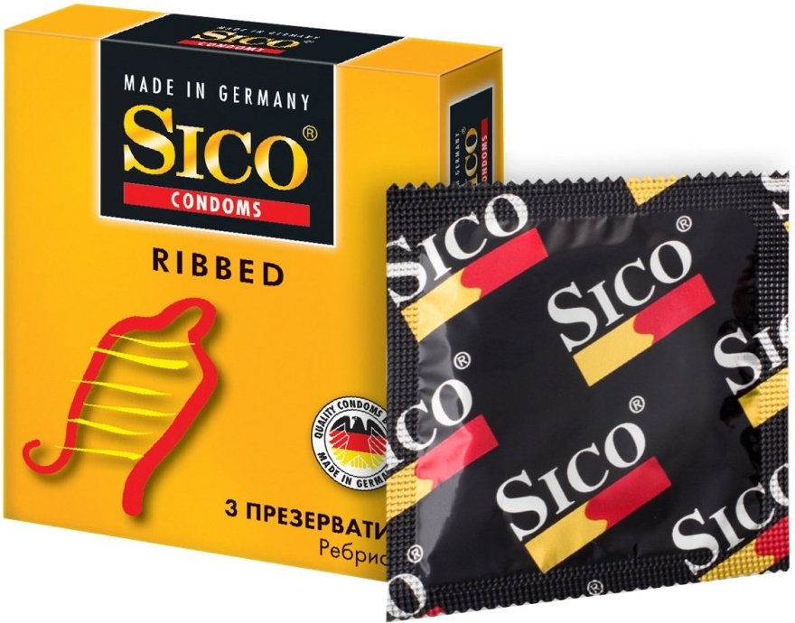 Презервативы "Ribbed", ребристые, 3шт - Sico — фото N1