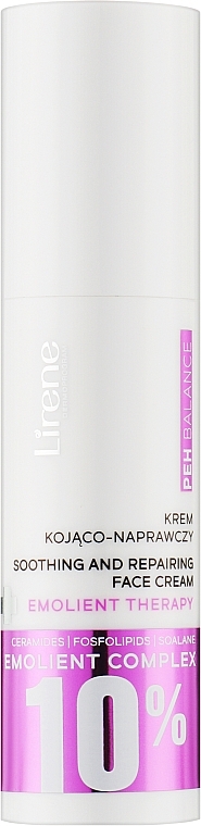 Заспокійливий крем для обличчя - Lirene PEH Balance 10% Emolient Complex Soothing & Reparing Cream — фото N1