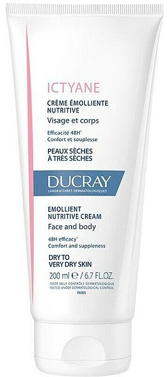 Живильний пом'якшувальний крем для обличчя й тіла - Ducray Ictyane Emollient Nutritive Anti-Dryness Face & Body Cream — фото N1