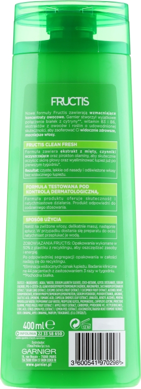 Шампунь для жирного волосся, проти лупи - Garnier Fructis Clean Fresh Shampoo — фото N3