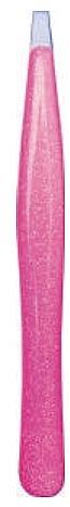 Пинцет, прямой, из нержавеющей стали, 9,2 см, розовый блестящий, в блистере - Titania — фото N2