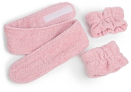 Набір аксесуарів для б'юті-процедур, рожевий "Easy Spa" - MAKEUP Spa Headband and Wristband Face Washing Pink — фото N2