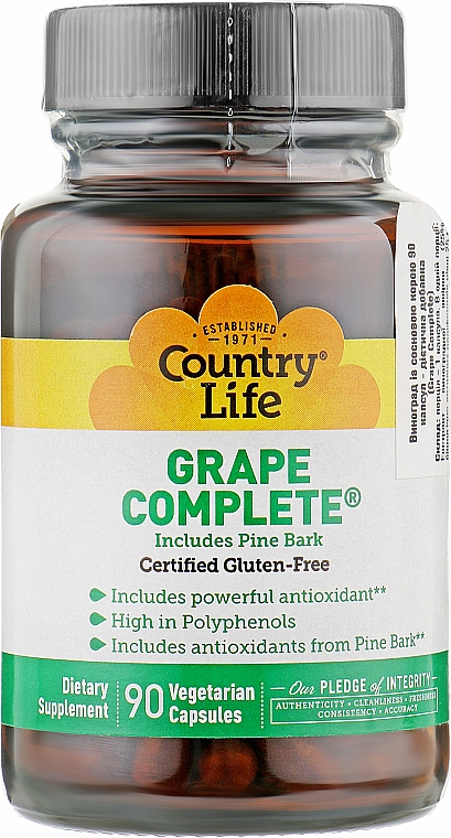 Харчова добавка "Виноград із сосновою корою" - Country Life Grape Complete — фото N1