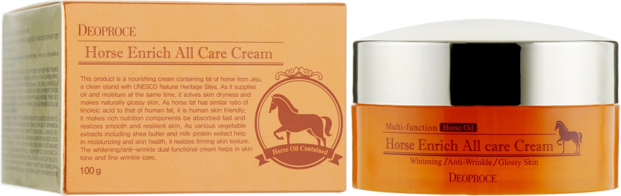 Крем для обличчя живильний з конячим жиром - Deoproce Horse Enrich All Care Cream