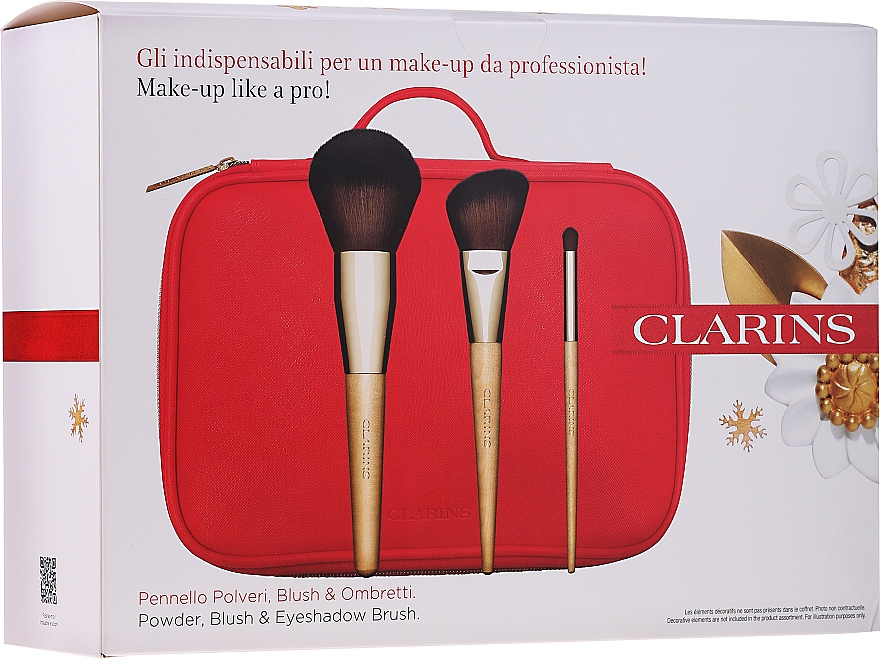 Набор кистей для макияжа - Clarins (brush/3pcs + bag) — фото N1