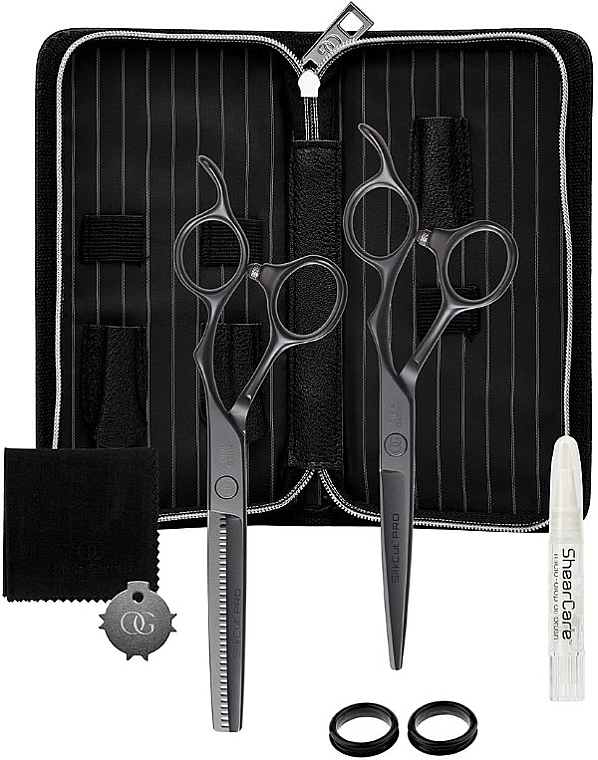 Набір ножиць, матові, чорні - Olivia Garden SilkCut PRO Matt Black Set of 2 — фото N1