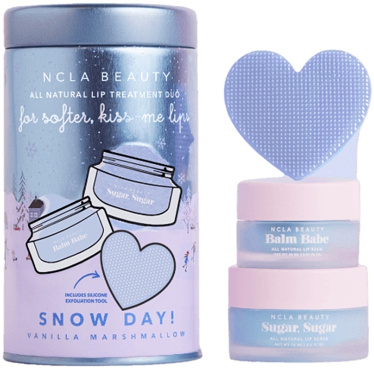 Набор - NCLA Beauty Snow Day Lip Set (l/balm/10ml + l/scrub/15ml + massager)  — фото N1
