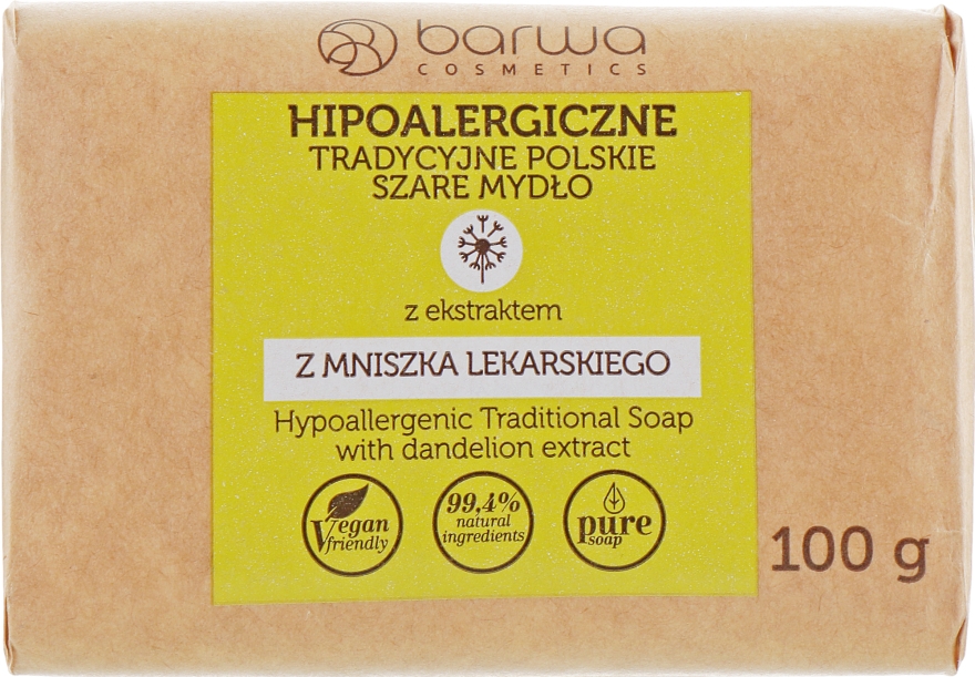 Гіпоалергенне традиційне мило з екстрактом кульбаби - Barwa Hypoallergenic Traditional Polish Soap With Dandelion Extract — фото N1