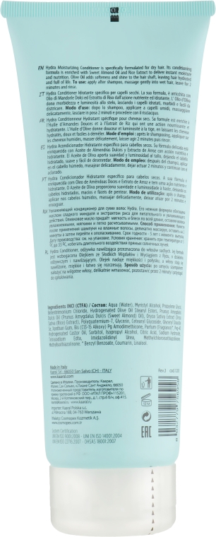 Зволожувальний крем-кондиціонер з протеїнами рисового молочка і мигдальною олією - Kaaral Purify Hydra Conditioner — фото N4