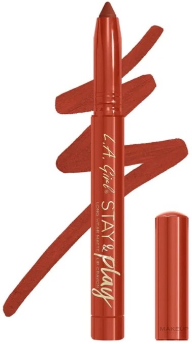 Матовий олівець для губ - L.A. Girl Stay & Play Long Wear Matte Lip Crayon — фото All The Feelz