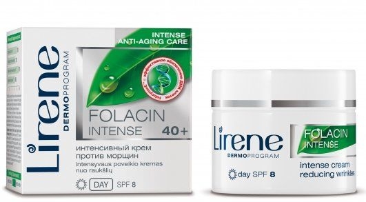 Интенсивный дневной крем для лица против морщин - Lirene Folacin Intense Anti-Ageing Intense Care Day Cream for Reducing Wrinkles SPF8