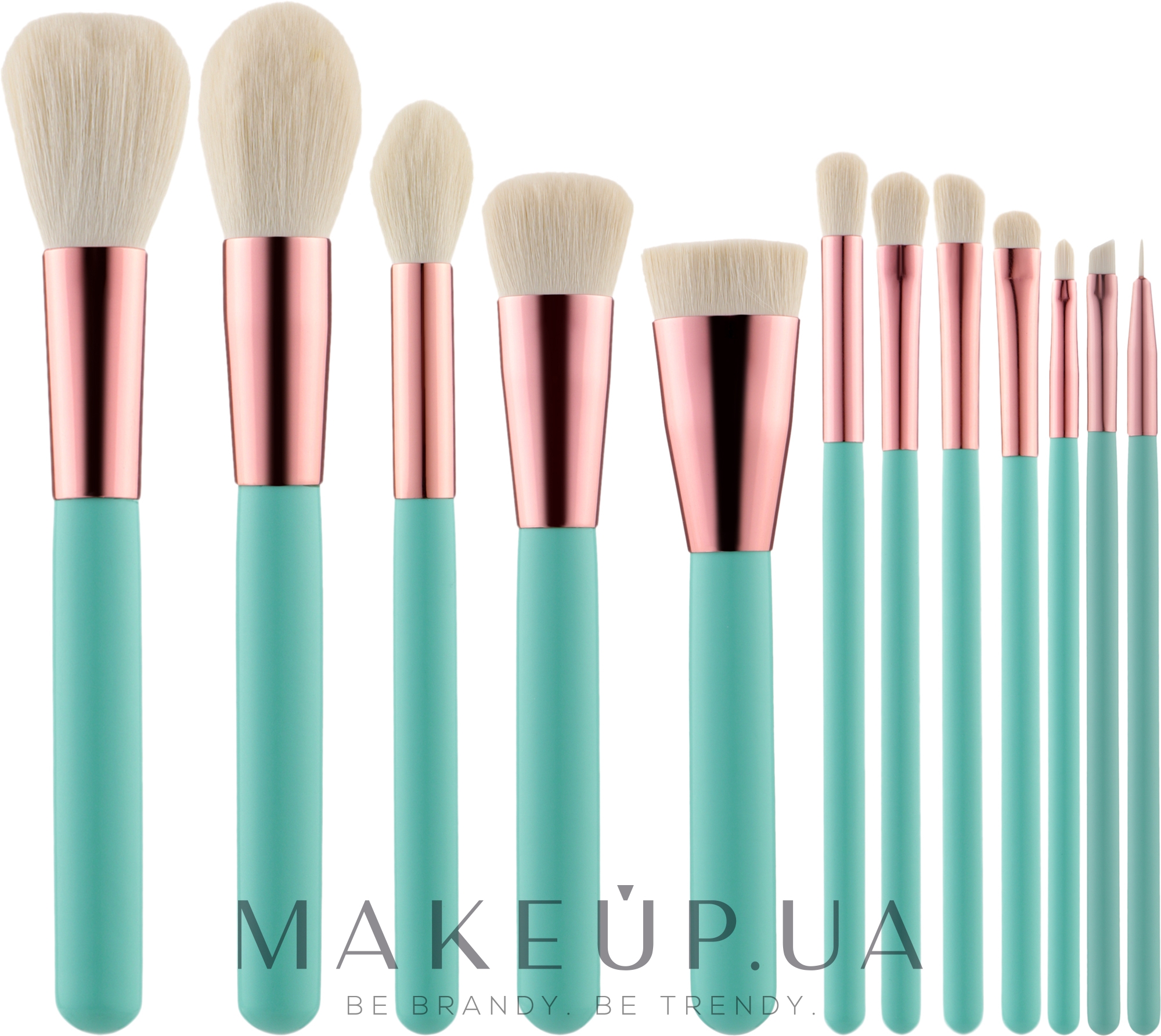 Набір пензлів для макіяжу, з футляром, 12 шт. - Tools For Beauty MiMo Turquoise Set — фото 12шт