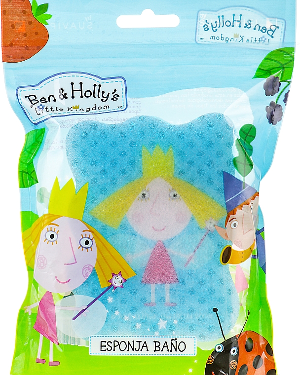 Губка банна дитяча "Бен і Холлі", Холлі, блакитна в горошок - Suavipiel Ben & Holly Bath Sponge — фото N1