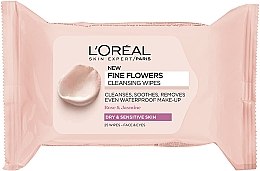 Парфумерія, косметика Серветки для зняття макіяжу - L'Oreal Paris Skin Expert Fine Flowers Cleansing Wipes Dry & Sensitive Skin