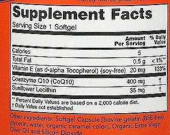 Коензим Q10, 60 капсул - Now Foods CoQ10 With Vitamin E & Lecithin — фото N4