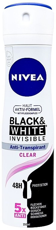 Дезодорант-антиперспирант спрей "Невидимая защита для черного и белого" - NIVEA Black & White Invisible Clear — фото N1