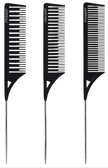 Набор расчесок для набора прядей при мелировании и окрашивании, черный, 3 шт - Framar Dreamweaver Highlight Comb Set Black — фото N2