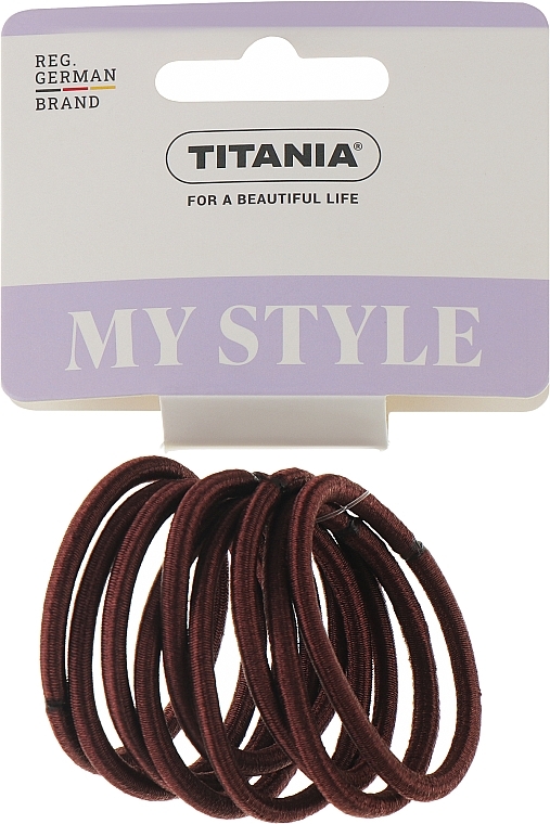 Зажим для волосся, еластичний, 4 мм, 9шт, коричневий - Titania — фото N1