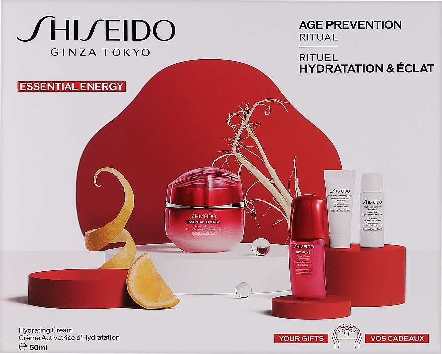 Набор - Shiseido Essential Energy Value Set (f/cr/50ml + foam/5ml + f/lot/7ml + conc/10ml) — фото N1