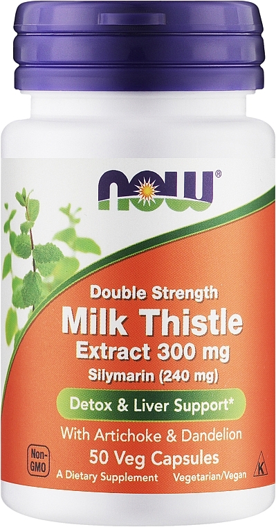 Силімарин, екстракт розторопші п'ятнистої - Now Foods Double Strength Silymarin Milk Thistle Extract — фото N1