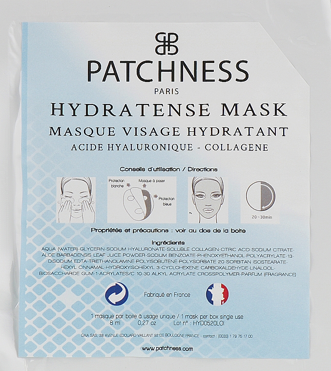 Ліфтинг-маска для обличчя з екстрактом алое вера - Patchness Hydratense Mask — фото N1