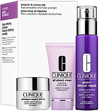 Духи, Парфюмерия, косметика Набор - Clinique Smooth & Renew Lab Set (serum/30ml + f/cr/15ml + soap/30ml)