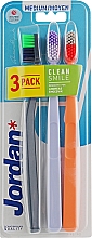 Зубная щетка, средняя, черная + сиреневая + оранжевая - Jordan Clean Smile Medium — фото N1