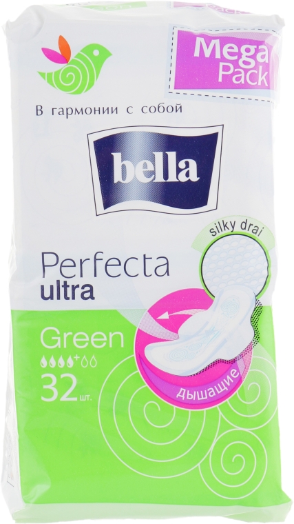 Прокладки Perfecta Green Drai Ultra, 32 шт. - Bella
