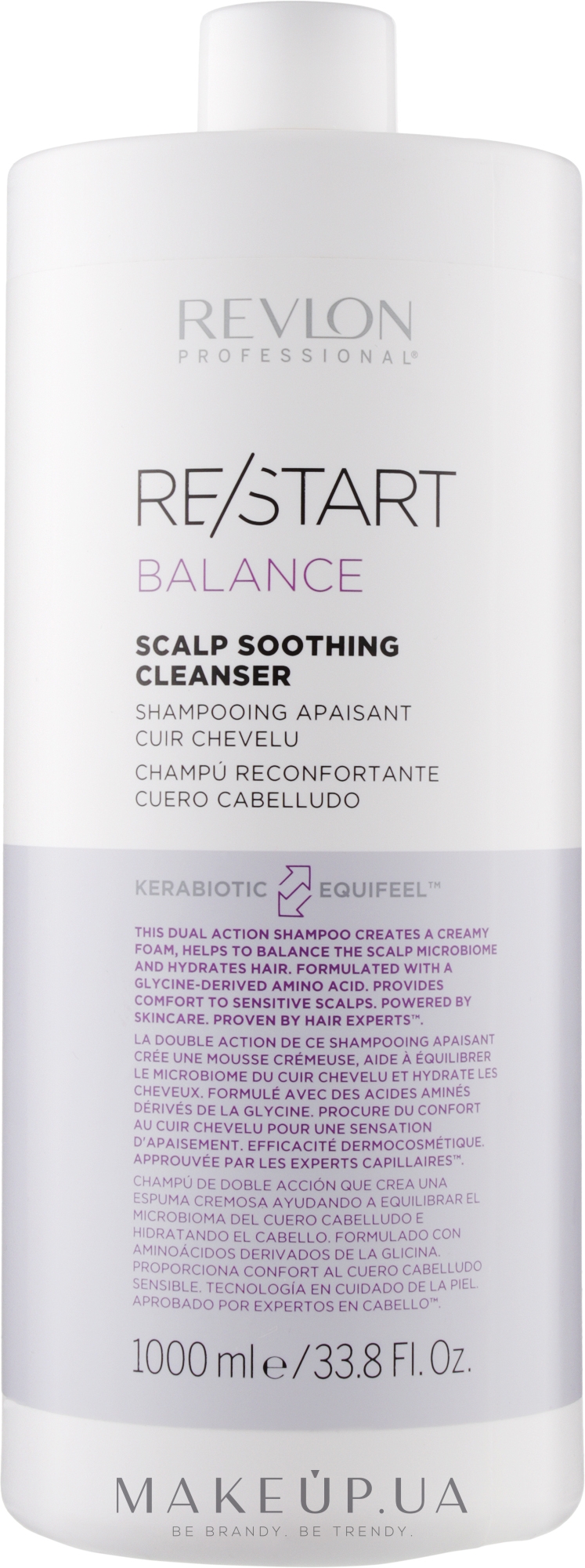 Мягкий шампунь для чувствительной кожи головы - Revlon Professional Restart Balance Scalp Soothing Cleanser — фото 1000ml