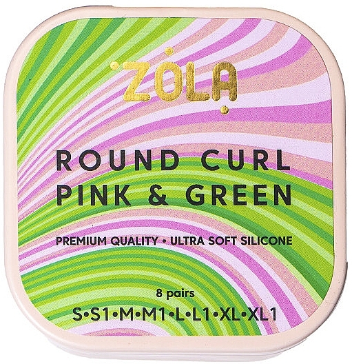 Валики для ламинирования ресниц и бровей, S, S1, M, M1, L, L1, XL, XL1 - Zola Round Curl Pink & Green — фото N1