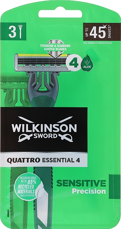 Станок для гоління - Wilkinson Sword Quattro 4 Titanium Sensitive