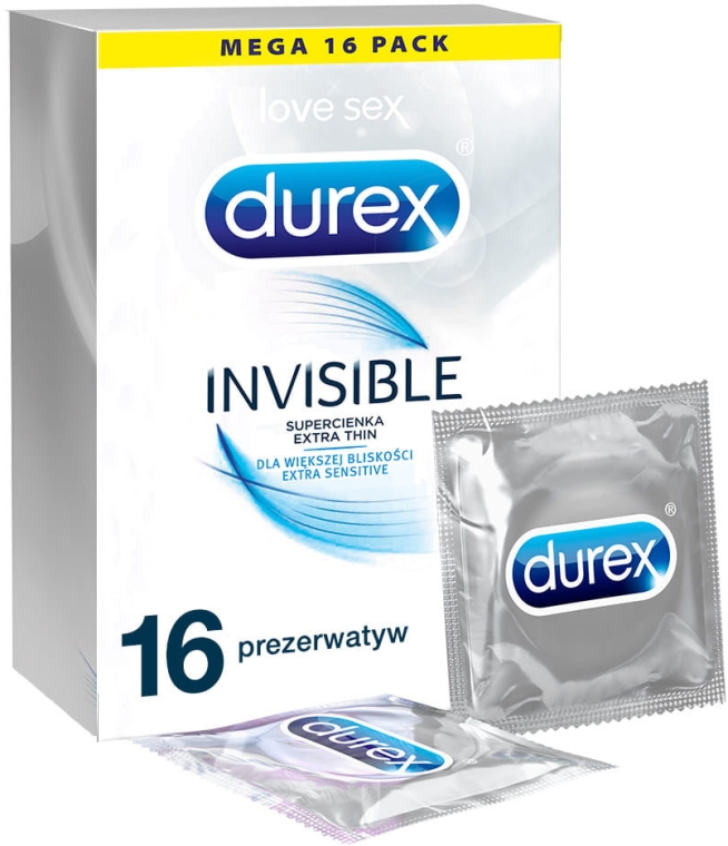 Презервативы, 16 шт - Durex Invisible Extra Thin Extra Sensitive — фото N1
