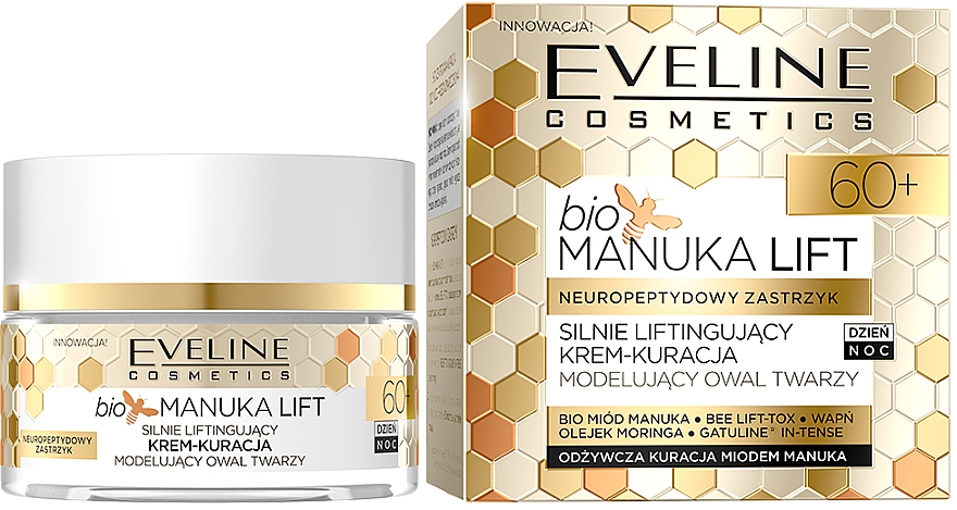 Регенерувальний багатоживильний крем для обличчя - Eveline Cosmetics Bio Manuka Bee Lift-tox 60+ — фото N1