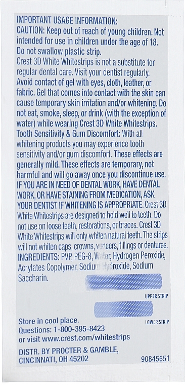 УЦІНКА Відбілювальні полоски для зубів - Crest 3D White 1 Hour Express No Slip Whitestrips Dental Whitening Kit * — фото N8