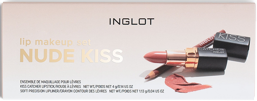 Набор - Inglot Lip Makeup Set Nude Kiss (lipstick/4g + lipliner/1.13g) — фото N1