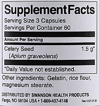 Пищевая добавка "Семена сельдерея", 500 мг - Swanson Celery Seed — фото N3