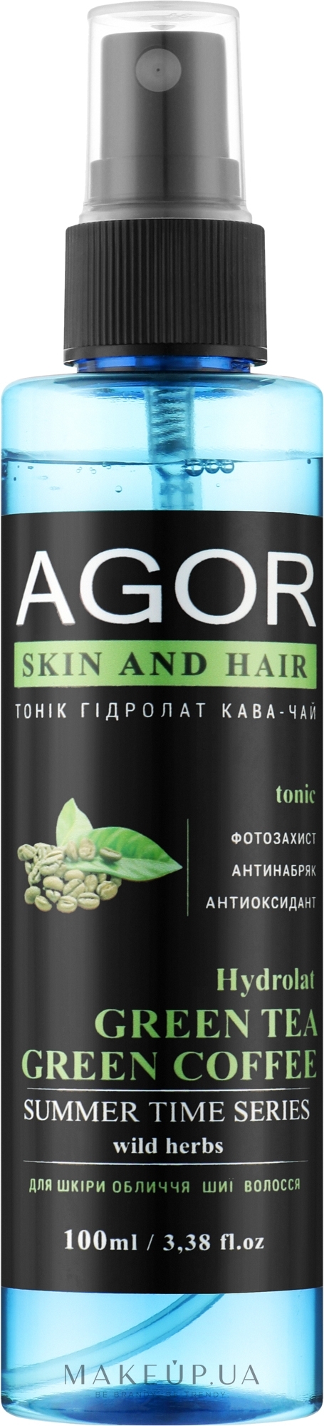Тонік "Гідролат зелена кава - зелений чай" - Agor Summer Time Skin And Hair Tonic — фото 100ml