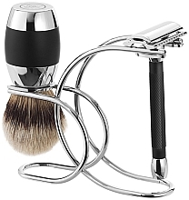 Набір для гоління - Merkur Shaving Brush Silvertip (shaving/brush/1pcs + razor/1pcs + stand/1pcs) — фото N1