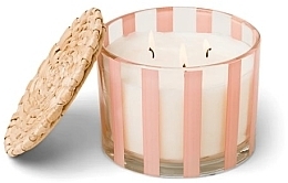 Ароматична свічка у склянці, 3 ґноти - Paddywax Al Fresco Striped Glass Candle Pepper & Plum — фото N1