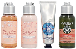 Духи, Парфюмерия, косметика Набор - L'Occitane Cherry Blossom (sh/gel/35ml + b/lot/35ml + h/cr/30ml + shm/75ml + pouch)