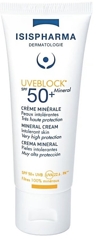 Минеральный солнцезащитный крем для лица - Isispharma Uveblock SPF50+ Mineral Cream — фото N1
