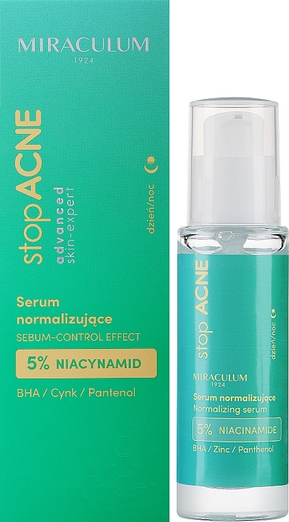 Нормализующая высококонцентрированная сыворотка для лица с 5% ниацинамида - Miraculum stopACNE Advanced Skin-Expert Serum — фото N1