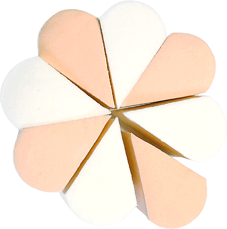 Спонж для макіяжу, квітка сегментована 8 в 1, білий + бежевий - Cosmo Shop