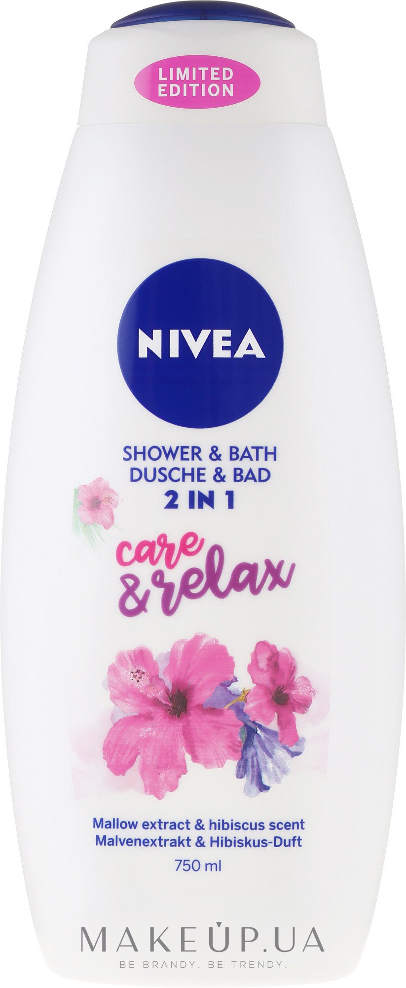 Гель для душа 2 в 1 - NIVEA Shower & Bath Care & Relax — фото 750ml