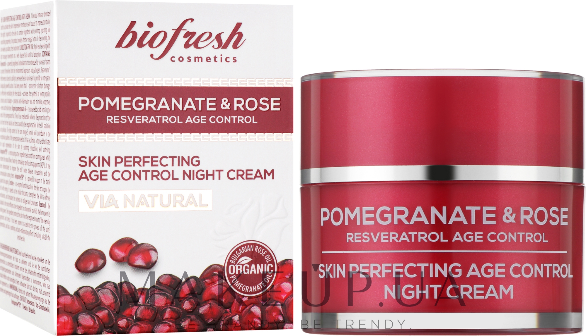 Совершенствующий ночной крем против старения кожи "Гранат и Роза" - BioFresh Via Natural Pomergranate & Rose Skin Perfecting Age Control Night Cream — фото 50ml
